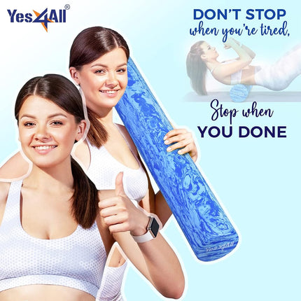 Yes4All Foam Roller, Myofascial Roller O, Blue/White, Ocean Marble EVA Material, Stretch Pole, Yoga Pole, Myofascial Release Yoga Supplies, 18.1 inches (46 cm)