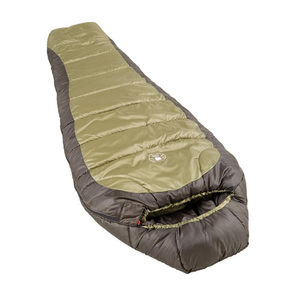 Sac de couchage Coleman North Rim 0°F grand et long, sac de couchage momie pour adultes par temps froid, fermeture éclair anti-accroc avec capuche réglable pour la chaleur et la ventilation, sans PFAS