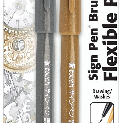 Pentel SES15CBPXZ Arts Sign Pens with Brush Tip, M