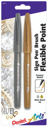 Pentel SES15CBPXZ Arts Sign Pens with Brush Tip, M