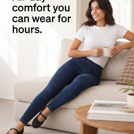 Legging en jean classique No Nonsense pour femme, Jegging pour femme avec de vraies poches arrière, Jean extensible taille haute, Denim foncé, 2X