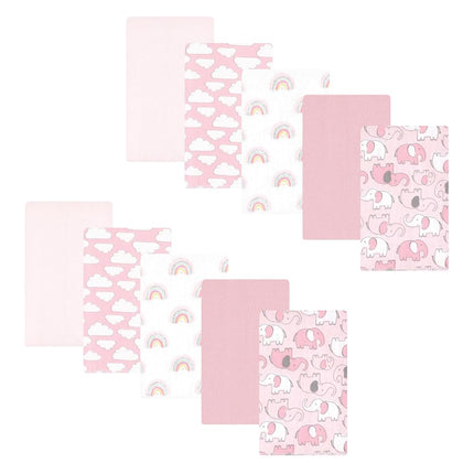 Hudson Baby Paños para eructar de Franela de Algodón Unisex de 10 unidades, Niña Nuevo Elefante, Talla Única
