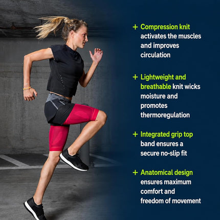 Bauerfeind Sports Compression Upper Leg Sleeves (1 Pair) - Thigh & Hamstring Sleeves for Improved Blood Circulation & Recovery - Thigh Wrap for Quad Support (Navy Blue, X-Large, X-Long)