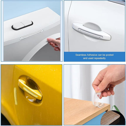 8 PCS Clear Furniture Bumpers, BetterJonny Silicone Cabinet Bumpers Clear Wall Protector Adhesive Door Knob Wall Protector for Door Handle, Refrigerator Door, Chair (4 Long, 4 Short)