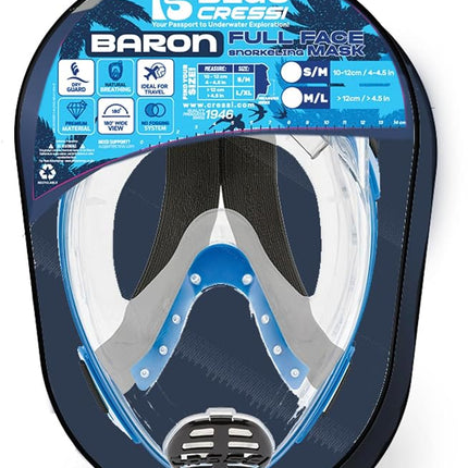 Cressi Baron Full Face Masks, Clear/Silver, M/L