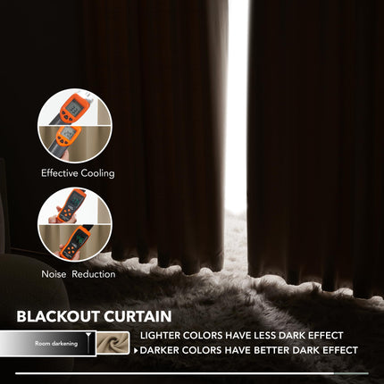 Deconovo Solid Room Darkening Panels Back Tab and Rod Pocket Curtains Blackout Thermal Insulated Curtains for Living Room 52Wx63L Inch Khaki 2 Panels