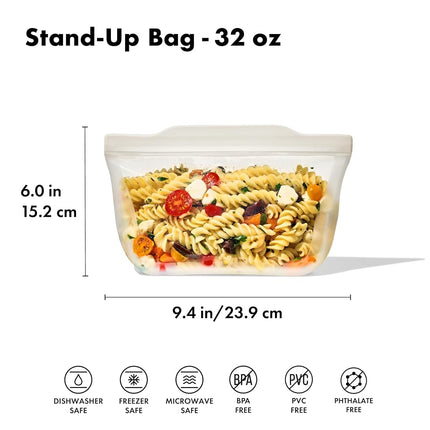 OXO Good Grips Silicone Reusable Stand-Up Bag, 946 mL, Oat
