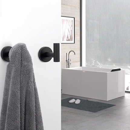 NearMoon Bath Towel Hooks- SUS 304 Stainless Steel Robe Hook Holder, Heavy Duty Coat Hook for Bathroom Livingroom Hotel Kitchen Garage, Wall Mounted (Matte Black, 8 Pack)