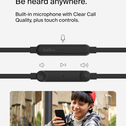 Belkin SoundForm Wired Earbuds with USB-C Connector, Black - In-Ear Earphones with Microphone - Headphones for iPhone 16, iPad Mini, Galaxy S24, Android, and More with USB-C Connector