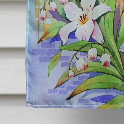 Caroline's Treasures APH5433CHF Bandera grande multicolor de cruz de Pascua y Biblia en vidriera