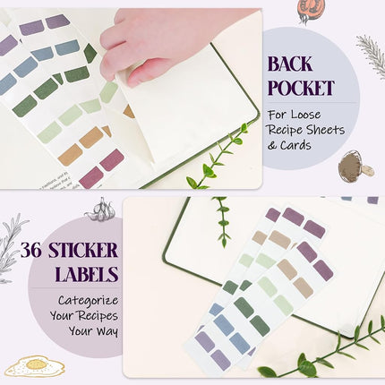 hi!SCI Blank Recipe Book to Write in Your Own Recipes, Large Recipe Notebook with 192 Pages, 7" x 10" Hardcover Recipe Journal for Family Cooking Lover (Lavender Fog)