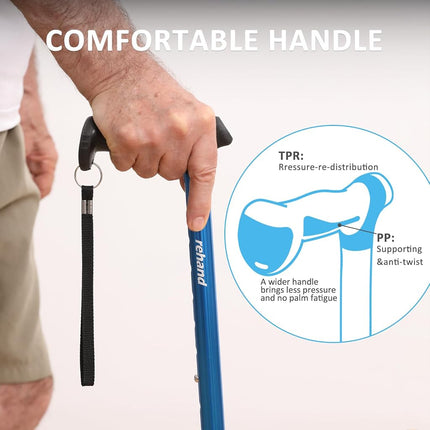REHAND Walking Stick for Men & Women - Foldable, Adjustable, Lightweight, Self Standing Pivot Walking Stick, Soft Handle Grip, with Travel Bag, Walking Sticks for Seniors & Adults (Black)