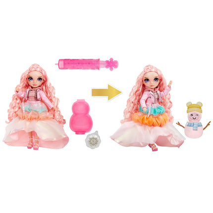 Rainbow High Winter Wonderland Bella - Pink 11" Fashion Doll with Magic Snow Hidden Fashion Inflating with Water and Snowman Set Great Gift for Kids 4-12