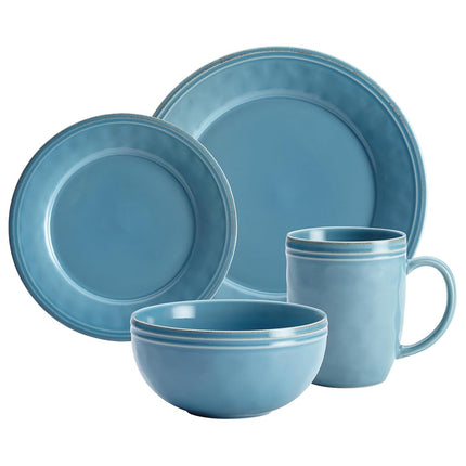 Service de vaisselle en grès 16 pièces Rachael Ray Cucina, bleu agave