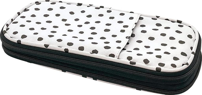 Teacher Created Resources Black Painted Dots on White Pencil Case Multifunctional Large Capacity Bag Pouch Holder Organizer