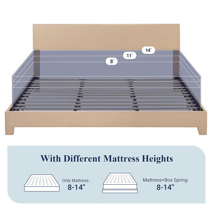 Allewie King Size Bed Frame with Adjustable Headboard, Upholstered Platform Bed with Wood Slats, Heavy Duty Mattress Foundation, No Box Spring Needed, Noise-Free, Easy Assembly, Dark Grey