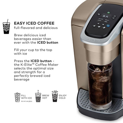 Keurig K-Elite Single Serve K-Cup Pod Coffee Maker, Brushed Gold