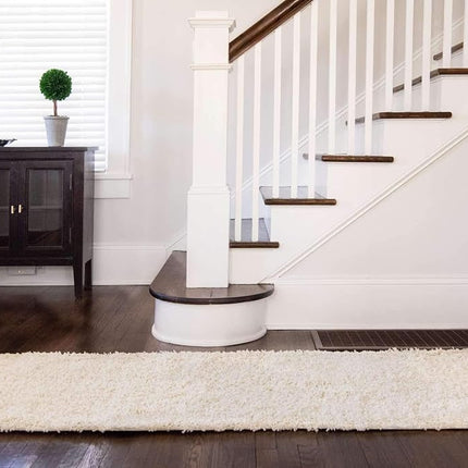 Unique Loom Solo Solid Shag Collection Modern Plush Pure Ivory Runner (3' x 10')