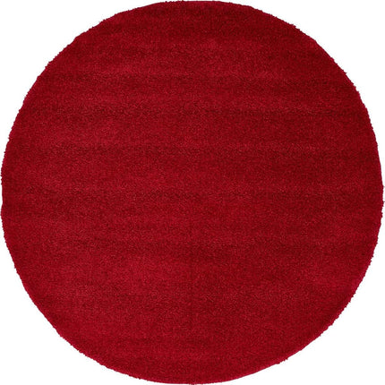 Unique Loom Solo Collection Plush Casual Red Round Rug (6' x 6')