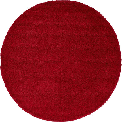 Unique Loom Solo Collection Plush Casual Red Round
