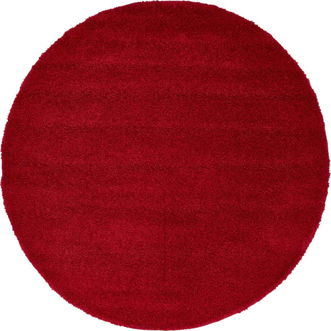 Unique Loom Solo Collection Plush Casual Red Round