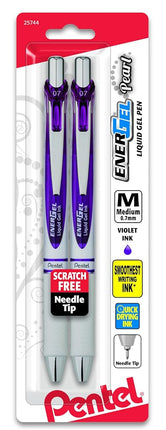 Pentel EnerGel Pearl Deluxe RTX Retractable Gel Pen, 0.7mm Needle Tip, 2 Pack, Violet Ink (BLN77WBP2V)