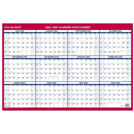 AT-A-GLANCE 2025 Erasable Calendar, Dry Erase Wall Planner, 36" x 25", Large, Yearly, Horizontal/Vertical, Seasons in Bloom (PA133-25)
