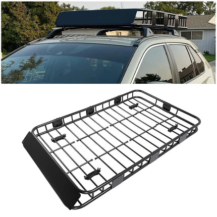 ECOTRIC 67" x 39" x 5.1'' Universal Roof Rack Cargo Carrier Basket with Extension Heavy Duty Steel Car SUV Top Luggage Storage Holder Basket for Travel 550LBS Weight Capacity