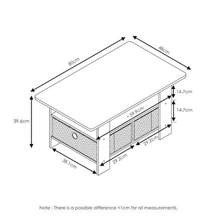 Furinno ANDREY Coffee Table with Storage and Bin Drawer, Espresso