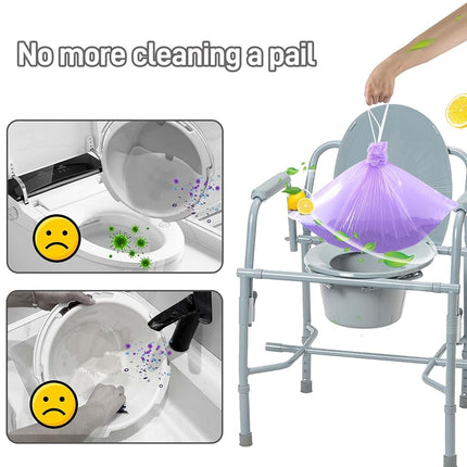 Commode Liners 120pcs Strong Portable Toilet Bags Leak Proof Lemon Scented Toilet Liners Disposable Adult Universal Fit Most Standard Bedside Commode, Porta Potty, Camping Toilet, NO Pad
