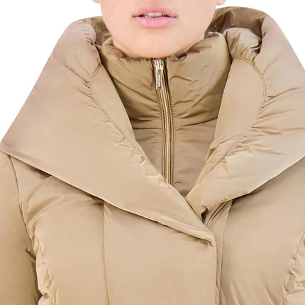 Manteau Cole Haan en nylon minéral à capuche châle avec plastron Platine TP (4-6), Platine, P