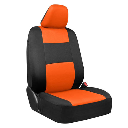 BDK PolyPro Car Seat Covers Full Set in Orange on Black, Front and Rear Split Bench Seat Covers for Cars, Easy to Install Car Seats Cover Set and Accessories for Auto Trucks Van SUV - Orange