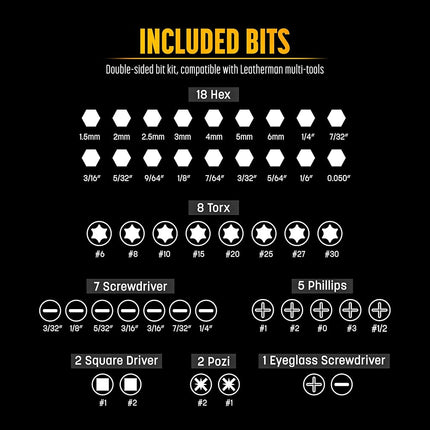 Galvanox Double Sided Bit Set Designed for Leatherman Multi-Tools, Flat-Bit Screwdriver Set with Holder (21 Pc Set + 4 Bonus Bits)