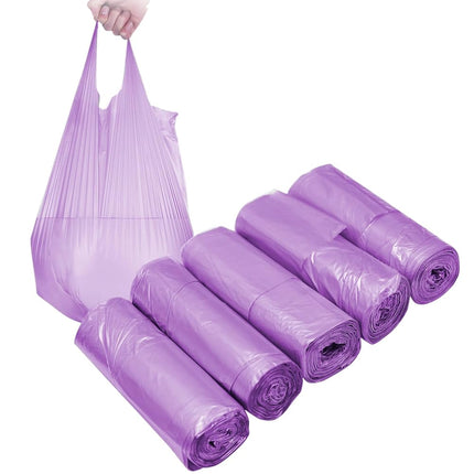 4 GALLON Bathroom Trash Bags Purple, 300 Counts Garbage Bags for Office, Bathroom Wastebasket Waste Bin Black Portable Rubbish Bags