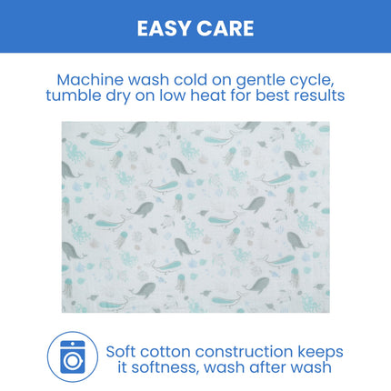 Delta Children 100% Cotton Muslin Baby Receiving Blankets for Girls and Boys � 47x47 Inches (Pack of 4), Sea Life
