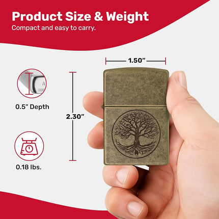Zippo "Tree of Life" Pocket Lighter, Antique Brass