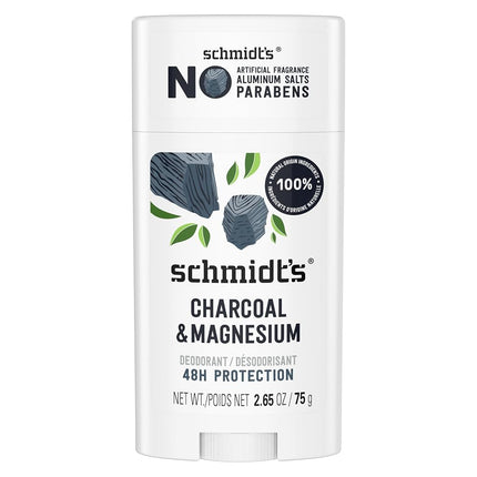 SCHMIDT'S Natural Deodorant Stick 75g, Charcoal & 