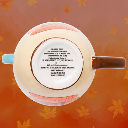 Silver Buffalo Gilmore Girls Stars Hollow Destination Locations: Luke’s Diner, Doose’s Market, and Dragonfly Inn Ceramic 3D Sculpted Stacked Teacup Mug, 20 Ounces