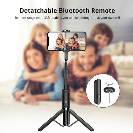 ATUMTEK Bluetooth Selfie Stick Tripod, Mini Extendable 3 in 1 Aluminum Selfie Stick with Wireless Remote and Tripod Stand 270 Rotation for iPhone 11/11 Pro/XS Max/XS/XR/X/8/7, Samsung and Smartphone