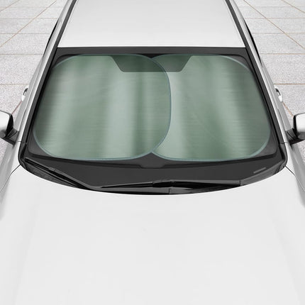BDK 2PC Metallic Charcoal Gray Car Window Sun Shade Auto Shade for Windshield Visor, Block UV Reflect Heat to Keep Your Car SUV Truck, 31.75" x 28.75"