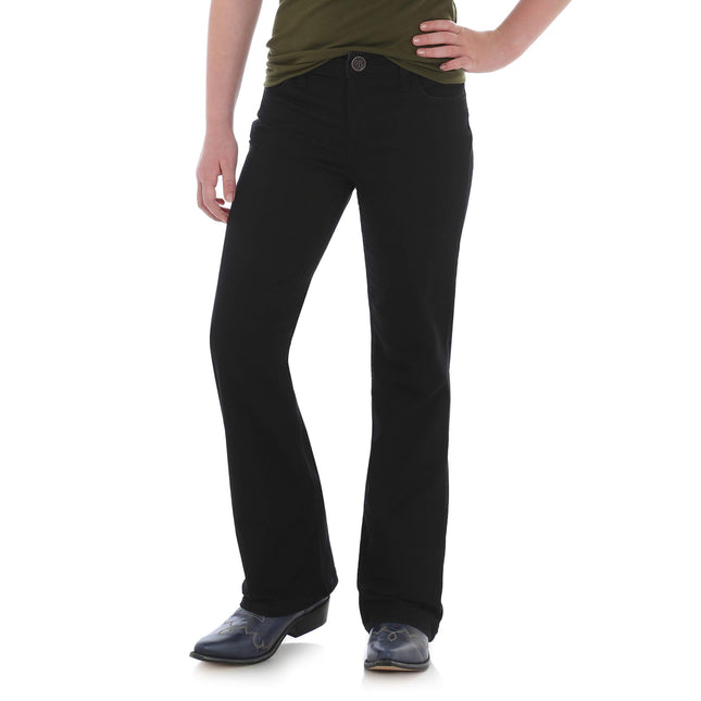 Wrangler Girls' Little Western Boot Cut Jean, Blac