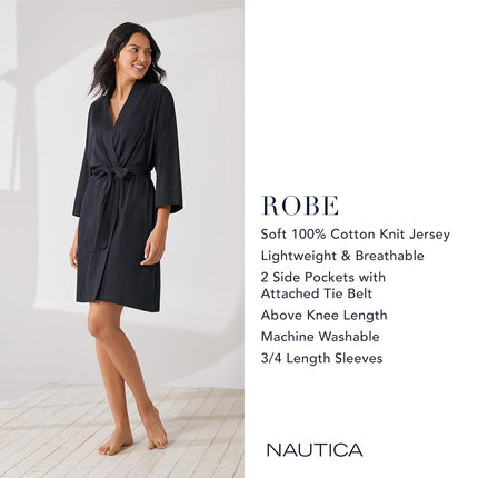 Bata para mujer Nautica 100 % algodón, color negro, talla 1X