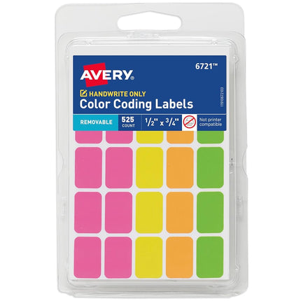 Rectangular Removable Color Coding Labels on Small