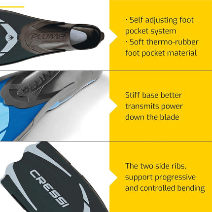 Cressi Pluma Fins for Diving / Freediving / Snorkeling
