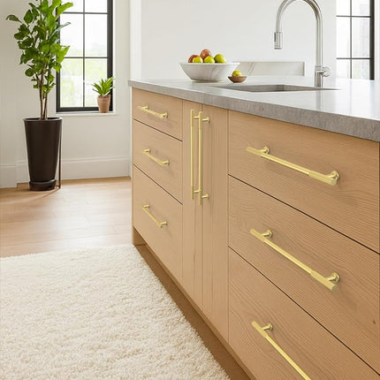 Coinkoly 10 Pack 5''(128mm) Brushed Gold Cabinet Pulls Kitchen Cabinet Handles Gold Drawer Pulls Cupboard Hardware for Cabinets CK0083