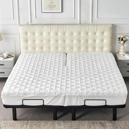 Kingnex Waterproof Split Top King Mattress Protector Pad for Adjustable Bed