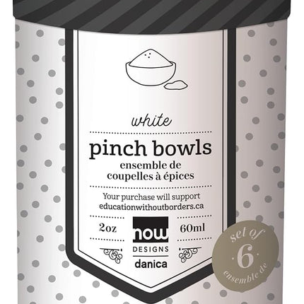 Now Designs White Ceramic Pinch Bowl Set, Soy Sauce Dish, Set of 6, 2 oz