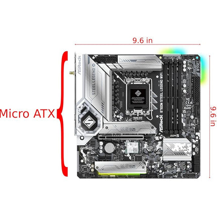 Asrock B760M STEEL LEGEND WIFI, Intel B760, 1700, Micro ATX, 4 DDR5, HDMI, DP, eDP, Wi-Fi 6E, 2.5G LAN, PCIe5, 3x M.2, RGB