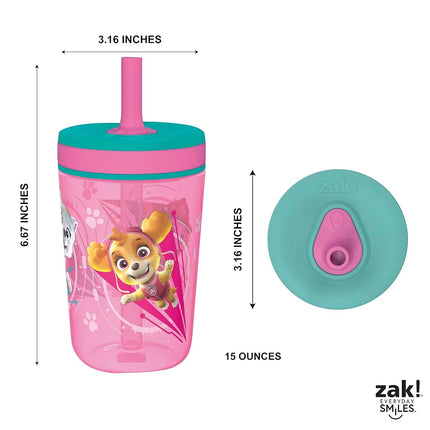 Zak Designs Paw Patrol Kelso 15oz Leak-Proof Toddler Straw Cups, 2-Pack
