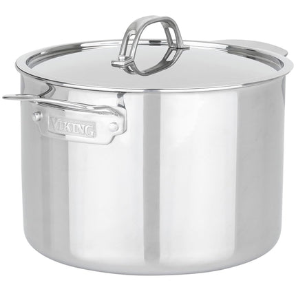 Olla para caldo antiadherente de 3 capas Viking PureGlide Pro de 8 cuartos con tapa, olla para sopa y pasta, interior de titanio, apta para horno y asador, lista para inducción